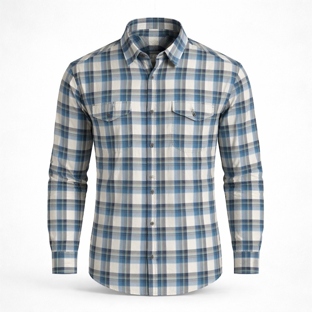 COASTAORO Button Down Shirt Mens XL Blue Plaid Long Sleeve J812